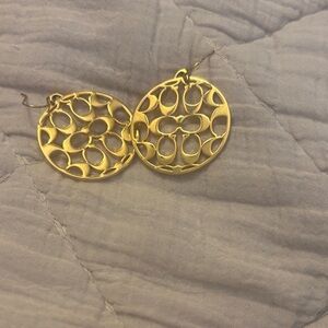 Coach Gold-Tone Signature Round Drop Earrings - Women Jewelry